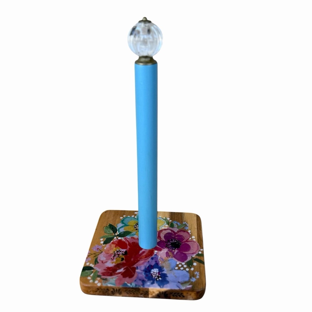 The Pioneer Woman Floral Wooden Paper Towel Holder Turquoise Farmhouse Kitchen